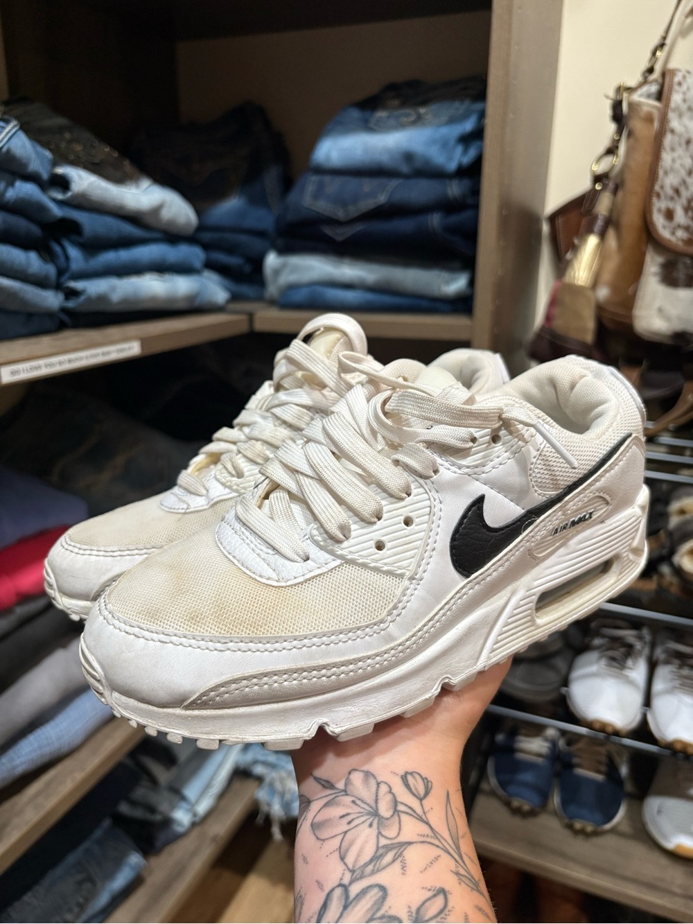 Nike White Sneakers with Black Swoosh